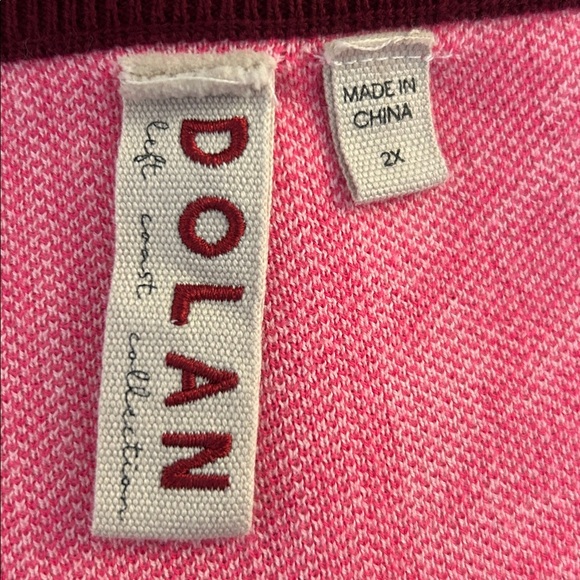 Dolan Pink Burgundy Stripe Houndstooth Cotton Blend Crewneck Sweater Size 2X - Picture 6 of 7